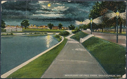 Moonlight On Fall Creek, Indianapolis, Ind. / Postmark - Posted 1915 - Indianapolis