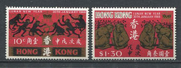 264 HONG KONG 1968 - Yvert 228/29 - Nouvel An Singe - Neuf **(MNH) Sans Trace De Charniere - Unused Stamps
