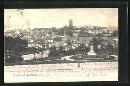 AK Auerbach I.V., Ortsansicht Mit Denkmal - Auerbach (Vogtland)