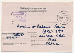 KRIEGSGEFANGENENPOST - Correspondance De P.G. Depuis Le Stalag IV D - Censeur 15 - 1943 - WW II