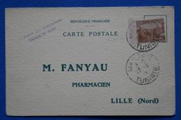 B138 TUNISIE  BELLE CARTE  1924 PETIT BUREAU MAKTAR  POUR LILLE  FRANCE IODEX + BORD DE FEUILLE +AFFRANCH. INTERESSANT - Lettres & Documents