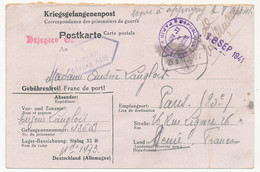 KRIEGSGEFANGENENPOST - Postkarte Depuis Le Stalag X1 B - 1941 - Cachet "Mairie Du XXeme Paris" - 2. Weltkrieg 1939-1945