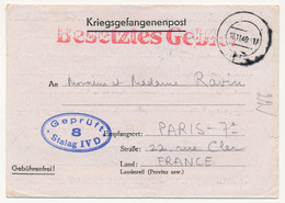 KRIEGSGEFANGENENPOST - Correspondance P.G Stalag IV D - Censeur 8 - 1940 - Griffe Violette  "Pas De Longues Lettres ... - Guerre De 1939-45