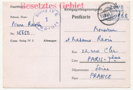 KRIEGSGEFANGENENPOST - Postkarte Accusé Réception De Colis - Stalag IV E - Censeur 1 - 1941 - Oorlog 1939-45