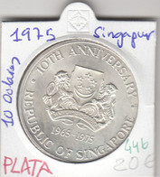 CR0446 MONEDA SINGAPUR 10 DOLARES 1975 PLATA - Singapour
