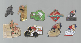 PINS PIN'S VELO CYCLISME  759 JO JEUX OLYMPIQUES BARCELONA 1992 BARCELONE   LOT 9 PINS - Cyclisme