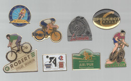 PINS PIN'S VELO CYCLISME 763  COUREUR PEUGEOT MONTRE WATCH ONET ROBERT BESANCON LA BROCHERIE LOT 8 PINS - Cyclisme