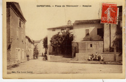 DEPT 34 / CAPESTANG - PLACE DE L'ABREUVOIR - HOSPICE - PHOTO CARTE - Capestang