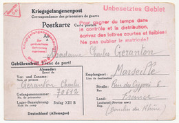 KRIEGSGEFANGENENPOST - Postkarte Depuis Stalag XIII B - Censeur D 41 - 1940 - Griffe Rouge "pour Gagner Du Temps... - Oorlog 1939-45