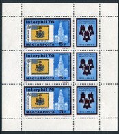 HUNGARY 1976 INTERPHIL Stamp Exhibition Sheetlet MNH / **.  Michel 3122 Kb - Nuovi