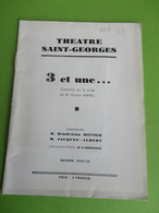 Programme/Théâtre SAINT-GEORGES/Deutsch/"3 Et Une..."/Denys AMIEL/André LUGUET-Dorziat-Alice Field/auto FORD1935 PROG290 - Programas