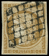 EMISSION DE 1849 - 1b   10c. Bistre-VERDATRE, Obl. GRILLE, TB - 1849-1850 Ceres