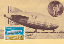 A9099- THE WORLD'S FIRST FLIGHT OVER ATLANTIC OCEAN, ZEPPELIN 1919 MAXI CARD, PHYLATELIC EXHIBITION BUCHAREST 1979 - Zeppelin