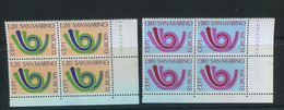 SAN MARINO 1973 EUROPA 2 V.  IN QUARTINE ANGOLO DI FOGLIO ** MNH - Luchtpost