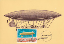 A9103- ZEPPELIN SANTOS DUMONTS MAXI CARD, PHYLATELIC EXHIBITION BUCHAREST 1979 ROMANIA USED STAMP - Zeppelins