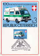 A9120- 100TH ANNIVERSARY OF EMERGENCY SERVICE VIENNA AUSTRIA MAXIMUM CARD, 1981 USED STAMP - EHBO