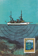 A9122- THE CENTENARY OF THE HYDROGRAPHIC INSTITUTE FOUNDATION, NAVY, VESSEL WITH SONARS SOUNDER, MAXI CARD 1973 ITALIA - Barcos