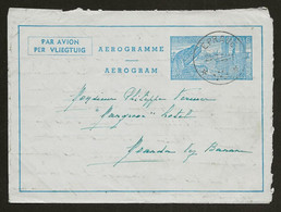 Sterstempel Relais Eprave 21-7-1954 Op Aerogram 4 Naar Moanda-B (Congo) - Luchtpostbladen