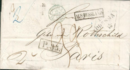 1859 -  Lettre D'Odessa (Ephrussi & Cie Banquiers) - Entr Prusse 3 Valenciennes >>>> Rothschild Paris - (4 Scans) - Entry Postmarks