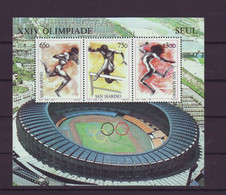 SAN MARINO 1988 XXIV OLIMPIADE SEUL FOGLIETTO **  MNH - Hojas Bloque