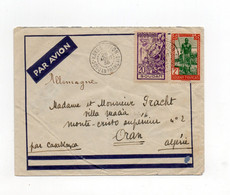 !!! SOUDAN, LETTRE PAR AVION DE 1938 POUR ORAN, CACHET KAYES AVION - Cartas & Documentos