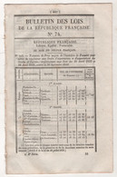 1848 BULLETIN DES LOIS N°74 - PRIX HECTOLITRE DE FROMENT - PRISONS - AMORTISSEMENT DES RENTES - IMPOSITIONS DEPARTEMENTS - Décrets & Lois