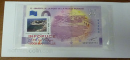 2021 BILLET 0 EURO DPT 13 MARSEILLE PONT DE LA FAUSSE MONNAIE AVEC ENCART TIMBRE + SIGNATURE PAPER MONEY SCHEIN BANKNOTE - Privatentwürfe