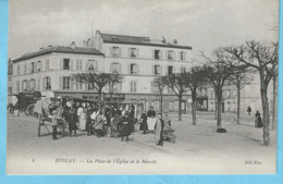 Epinay (Argenteil-L'Ile Saint-Denis)-+/-1905-La Place De L'Eglise Jour De Marché-Attelage-Commerce De Vin-Cordonnier... - L'Ile Saint Denis