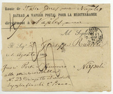 Paris 1865 BATEAU A VAPEUR POSTAL POUR LA MEDITERRANEE Route D'Italie Genes Pour Naples Napoli - Schiffspost