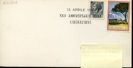 65023 Italia, Special Postmark Ancona 1970 25 Aprile XXV Anniversario Della Liberazione,  Circuled Card - 1961-70: Marcophilia
