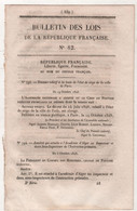 1848 BULLETIN DES LOIS N°82 - LEVEE ETAT DE SIEGE PARIS - ACADEMIE ALGER - RIONS 33 - VERDELAIS - ROUTES - Décrets & Lois