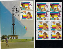 Brazil 1983 Maximum Card + Block Of 4 Stamp RHM-C-1332/1333 Children 's Vaccination Campaign Bike Kite - Cartes-maximum