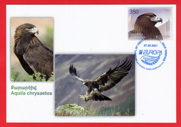 Armenien/Armenie/Armenia 2021, Europa  CEPT, Endangered National Wildlife, Golden Eagle, Bird, Fauna - Card Maximum - 2021