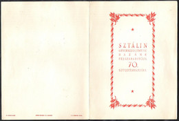 HUNGARY 1949 Special Leaflet STALIN 70 Anniversary With Yvert 921/923 Non-dentelée/not Perforated - Souvenirbögen