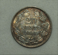 Silber/Silver Nicaragua Independence Of The Republic 1821, 1887 H, 20 Centavos UNC - Nicaragua