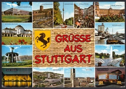 Delcampe - Germany Stuttgart 1979 / Grusse / Multi View / Railway Station, Tower, Castle, Fountain, Port - Stuttgart