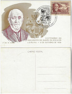 Brazil 1956 Maximum Card In Honor Of The Centenary Of The Birth Of Barão De Bocaina Born In Lorena Cancel Coat Of Arms - Maximumkaarten