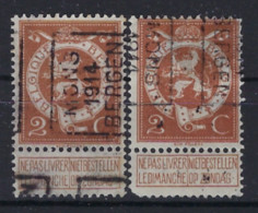 PELLENS Type Staande Leeuw Nr. 109  Voorafgestempeld  2367 A + B  MONS 1914  BERGEN ; Staat Zie Scan ! - Roulettes 1910-19