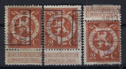 PELLENS Type Staande Leeuw Nr. 109 Voorafgestempeld Nr. 2230 A + B + C   MOESCROEN  1913  MOUSCRON ; Staat Zie Scan . - Roulettes 1910-19