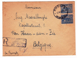 Lettre Recommandée 1948 Bulgarie Dimiter Andreeff Yambol Jambol Ямбол Bulgaria Belgique Den Haan Aan Zee Le Coq - Lettres & Documents