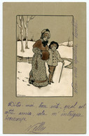 Illustrateur E.Parkinson. Vienne. Femme Et Enfant Dans Un Paysage De Neige. Woman. - Parkinson, Ethel