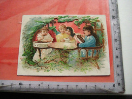 1 Litho Chromo Die Cut Advertising Card C1891 Chocolate SUCHARD V17i - 4 Girls At Small Table - Uitgekapte Kaart - Suchard