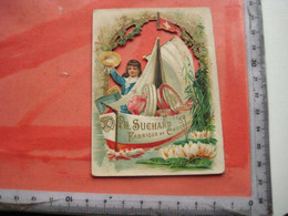 1 Die Cut Advertising Card C1891 SUISSE Chocolate SUCHARD V17g - Sailing Boat - Uitgekapte Kaart Ship Boat Chocolade - Suchard