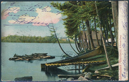 Adirondack Mountains, A Private Camp / Postmark - Posted 1905, Rumford Falls - Adirondack