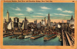CPA AK Downtown Skyline East River Brooklyn Bridge NEW YORK CITY USA (790327) - Brücken Und Tunnel