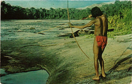 CPM AK Amerindians Hunting Fish In The River SURINAME (750450) - Suriname
