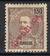 Portugal Zambezia Mozambique 1917 "D. Carlos I Republica" Local Surcharge Condition MH NG #98 (130c) - Sambesi (Zambezi)