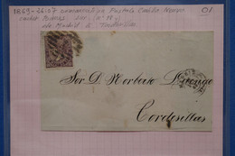 D94 ESPAGNE BELLE LETTRE 1869 CASTILLA NEUVA  MADRID  POUR CORDESILLAS      + AFFR.  INTERESSANT - Storia Postale