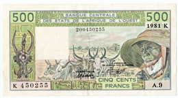 BILLET. BANQUE CENTRALE Des ETATS De L'AFRIQUE De L'OUEST. 500 Frs.1981 - États D'Afrique De L'Ouest