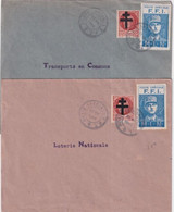 1944 - LIBERATION - EMISSION FFI DE GAULLE Sur ENVELOPPES NON EXPEDIEES LOTERIE NATIONALE ET TRANSPORTS EN COMMUNS - Liberación